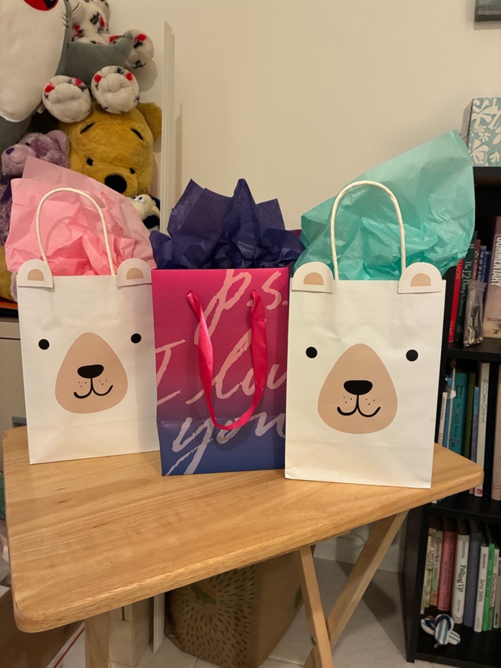 Cute Bear Gift Bags Pink, Teal & Purple Tissue BEAUTY BUNDLE BAGS PICK ONE 1️⃣